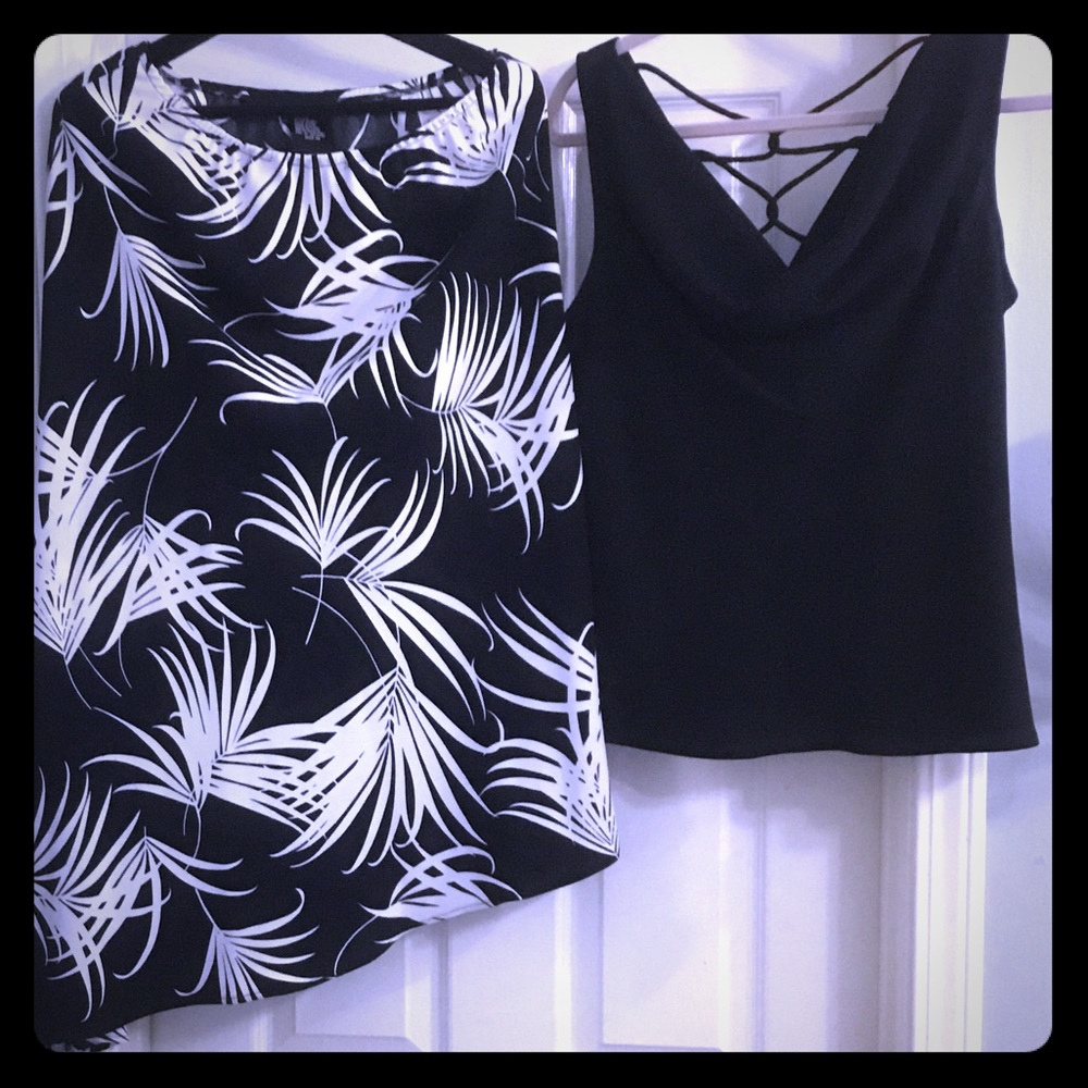 SL fashions black white leaf top & asym skirt 14